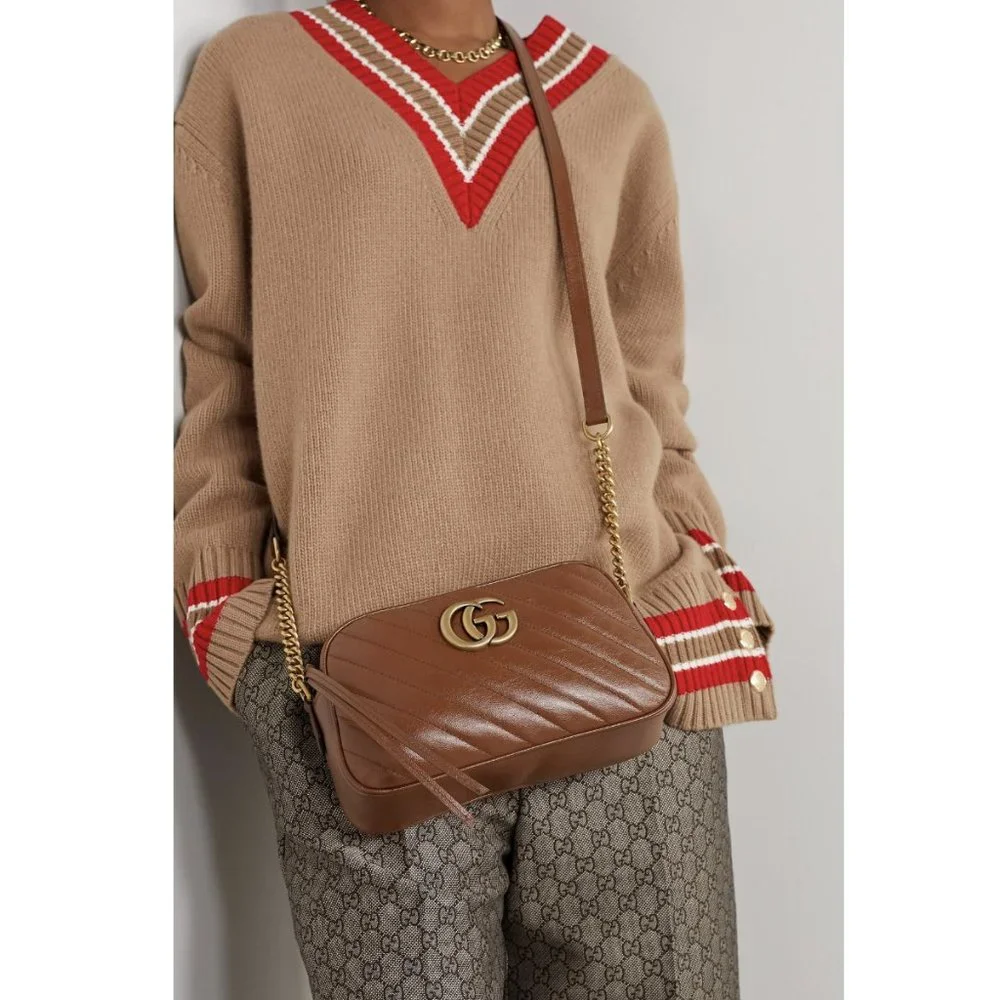 Gucci 447632 GG Marmont Diagonal Matelassé Leather Cross Body Bag - Picture 2 of 11